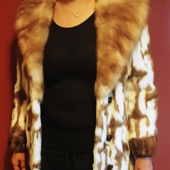 Brown and Cream Patterned Mink Coat
